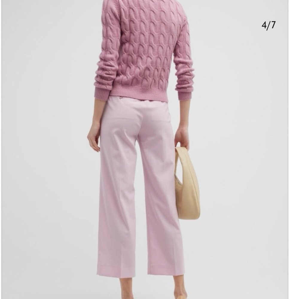 Max Mara Edipo Cashmere Cable-Knit Sweater in Rose Pink size XL - Picture 5 of 9